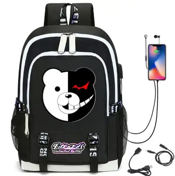 Japonsko, anime Danganronpa batoh USB nabíjanie Batoh teenagerov Školské Tašky ženy muži cestovný Notebook taška cez Rameno