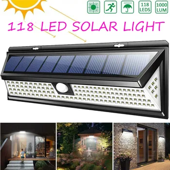 Solárne Lampy 118 LED PIR Snímač Pohybu Lampa Vonku IP65 Vodeodolný Solárne Záhradné Osvetlenie, Núdzové Bezpečnostné Svetlo Solárne Nástenné Svietidlo