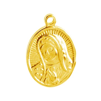 Panna Mária náhrdelník s príveskom, Matka Božia poprsie polovica dĺžky portrét kúzlo strieborná farba Nerez Guľatý prívesok 20pcs