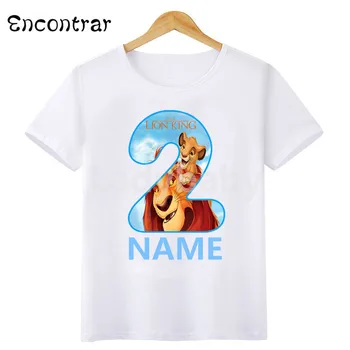 Deti Cartoon Lion King Roztomilý Simba T-shirts Baby Chlapci/Dievčatá Happy Birthday Číslo 1-9 T shirt Deti, Krátky Rukáv, Topy,HKP5332