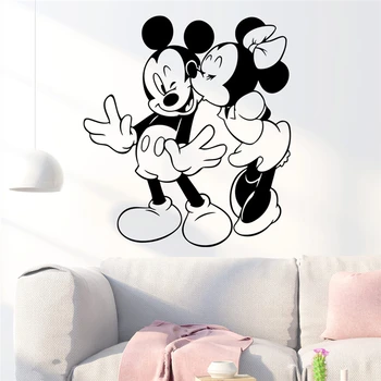 Cartoon mickey minnie mouse samolepky na stenu pre deti izby domova príslušenstvo disney stenu vinyl nástenné art diy tapety
