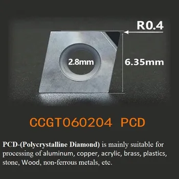Pcd diamond cut nástrojov cnc vložiť ccmt060204 CCGT09t304 dcmt cbn mlyn hliníka kovové vonkajšie sústruženie nástroj na rezanie sústruh 1pc