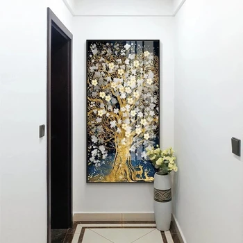 Abstrakt Zlaté Kvety Plátno na Maľovanie Prúdi Veľké Farba Jeleň Maľovanie na Obývacia Izba Nordic Wall Art Decor Tableaux