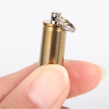 Ti remeselníka Vonkajšie potreby na Kempovanie Príslušenstvo Prenosné Bullet Prívesok Titán Nepremokavé Pilulku Box S Kľúčom a náhrdelník Ta6106