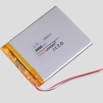 3 riadok 306075 3,7 V 2000mAh Nabíjateľná Li-Polymer Li-ion Batéria Pre GPS Tablet PC PocketBook 306075PL 4G-15 / 4K-19 E-book