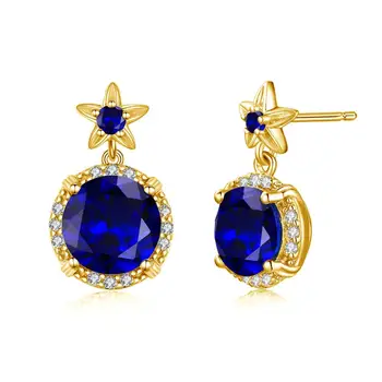 Ženy, Luxusné Šperky 14K Žltého Zlata 925 Sterling Silver Stud Náušnice Perly Diamond Kvet Sapphire Módne Jewellry Pre Ženy