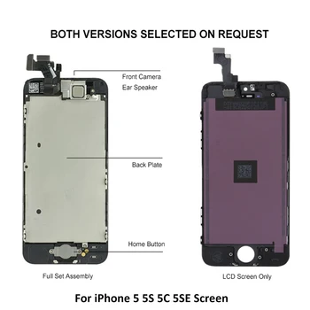 Trieda AAA Displej Pre iPhone 5, 5G 5C 5S SE LCD Full Set Zhromaždenia, Kompletné Dotyk Digitalizátorom. 5S 5SE Obrazovke Náhradné Displej