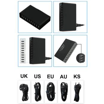 URVNS 10 Port 50W Rýchle Nabíjanie USB Napájací Adaptér Viac Zariadení 5V 10A USB Nabíjačka, EÚ, USA, veľká BRITÁNIA AU KS Zátka Pre Mobilný Telefón, Tablet