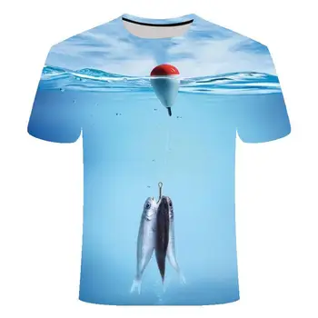 Nové 3D rybársky prút tričko Voľného času t-shirt 3D zábavné ryby Mužov a Žien Vytlačené tričko Hip hop T-shirt Harajuku Ázijské veľkosť S-6XL