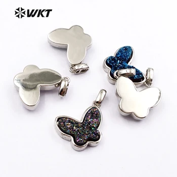 WT-P1325 WKT Módne farebné prírodného kameňa prívesok mini roztomilý motýľ tvar prívesok pre romantické ženy, šperky darček