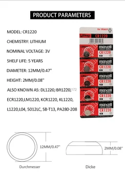 Originálne CR1220 Tlačidlo 50PCS Pre maxell-Článková Batéria Pre Sledovať Auto Diaľkové Tlačidlo cr 1220 ECR1220 GPCR1220 3v Lítiové Batérie