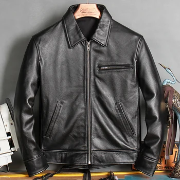 Doprava zadarmo.2020 Nový príchod kožený kabát,bežné Kvalitné originálne kožené Bundy,pánske black Cowhide oblečenie.wholesales