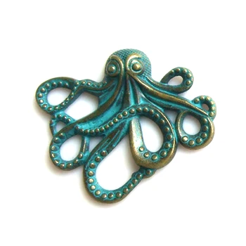 10pcs Antické grécke Bronzová Patina Octopus Charms Prívesky pre Náhrdelník Šperky Zistenia, Takže 35x42mm