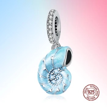 Krásne modré conch Kúzlo Prívesok je vhodný pre ženy je originálny Náramok Bijoux 925 sterling silver šperky výroby