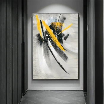 Abstrakt Žltá Pierko olejomalieb Tlač na Plátno Umenie Plagáty a Vytlačí Moderného Graffiti Art obrazov na Stenu Domova Cuadro
