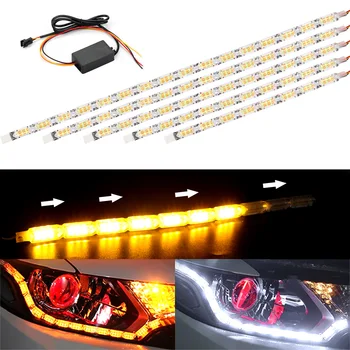 FORAUTO 2ks/set LED Denné Bežecké Pásy Svetla DRL Auto Crystal Oči Prietok smerovku Deň Lampa Flexibilné Svetlometov