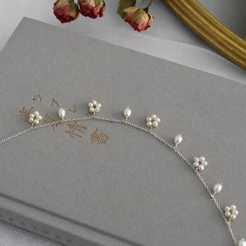 ASHIIQI Prírodné Sladkovodné Perly Anklet pre Ženy, Skutočné 925 Sterling Silver Handmade Šperky, Svadobné