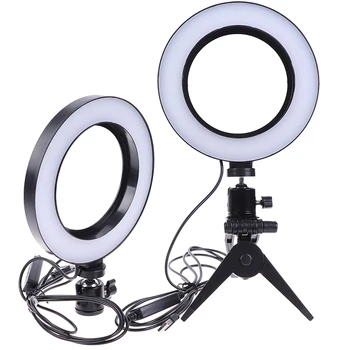 Fotografie LED Selfie Krúžok Svetlo 16 CM Stmievateľné Fotoaparát Telefónu Krúžok Lampa 6inch S Tabuľkou Statívy Pre make-up Video Studio Live