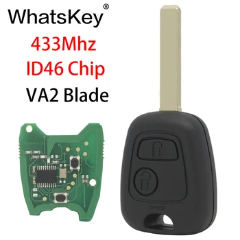 WhatsKey 2 Tlačidlá 433Mhz Diaľkové Kľúča Vozidla Peugeot 307 407 Partner, Citroen C1 C2 C3 VA2/HU83 čepeľ S ID46 PCF7961 čip