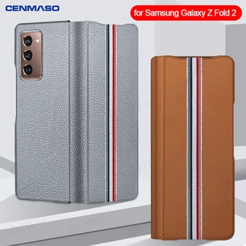 Luxusné pravej Kože Pre Samsung Galaxy Z Fold 2 5G Fold2 Prípade Pôvodného Ultra Tenké TB Limited Edition Skladacie Flip Cover