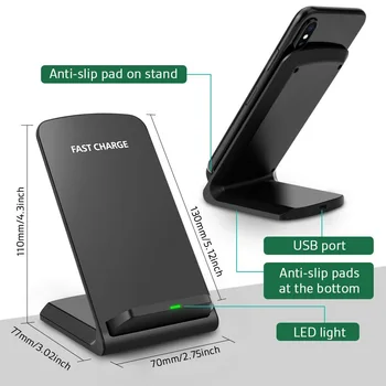 Bezdrôtová Nabíjačka 10w rýchlo nabíjací stojan na zvislé telefónu, Pre iPhone 11 X XS XR 8 Rýchle bezdrôtové Chargering Pre Samsung S10 20 9
