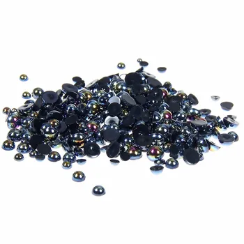 Jelly Black AB Farba 1,5 mm~12 mm Všetky Veľkosti Výber Ploché späť ABS kolo Pol Pearl perly, imitácie plastové pol pearl korálky