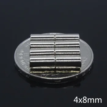 50pcs 4 mm x 8 mm Mini Malé Disk silných Magnetov N35 4 mm*8 mm Vzácnych Zemín Neodýmu NdFeB Magnetmi 4*8 4x8 Valec Chladnička Nálepky