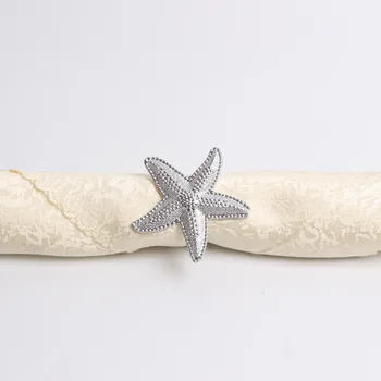 6pcs pokovovanie gold morských série hviezdice obrúsok krúžok svadobné obrúsok pracky papiera držiak na uterák