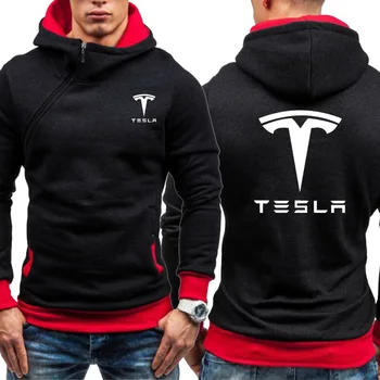 Jar, Jeseň novej pánskej Hoodie Tesla Auto Logo Tlačiť Bežné Uhlopriečka zips, Mikiny Muž Hoody Oblečenie