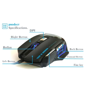 Drôtová Myš 3200DPI 8 Tlačidlo LED Podsvietenie Hernej Myši Optická Počítačová Hra, Hráč Myší Office Mause Pre MAC, PC, Notebook, Notebook