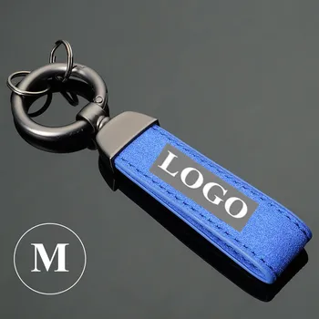 Auto Krúžky modré Tlačidlo Reťazca Kožené Podkovy Keychain Auto Kľúčov pre Sline RS AMG R-Benz pre W Auto Príslušenstvo Darček