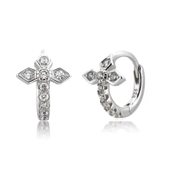 ANDYWEN 925 Sterling Silver Cross Zirkón Huggies 2020 luxusné 8.5 mm, Obruče Ženy, Luxusné Náušnice Šperky Jemné Módne Šperky