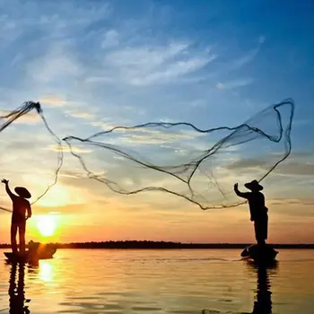 14 metrov 4.2 M Rybárske siete Návnadu Jednoduché Hodiť Rukou Cast Silný Nylon Mesh Záťaže