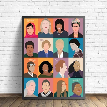 Feministické Poster Girl Power Umenie Výtlačkov Ženy Môžu Zmeniť Svet Moderné Nástenné Umelecké Plátno Na Maľovanie Obrazu Žena Ikony Stenu Decor