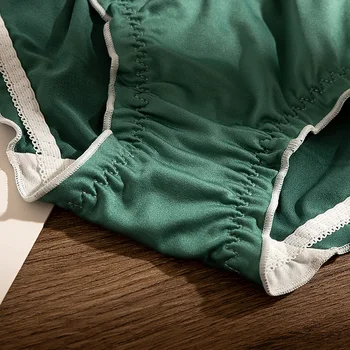 Japonský štýl mlieko hodvábna sladká zelená ženy sexy nohavičky čipky, satén ženská spodná bielizeň