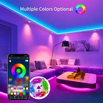 Synchronizácia hudby Farby RGB LED Pás Vstavaný Mikrofón Bluetooth App Riadenie Vianočný Strom Dekorácie Prívesok Svetlá String Svetlo
