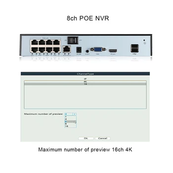 XMeye 4K 8ch POE NVR Podporu 16ch 4K Network Video Recorder H. 265+ Onvif 1 HDD 24/7 Záznam IP Kamera Onvif P2P Systém ICSee