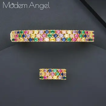 ModemAngel Luxusné Módne Saudská Arábia Náramok Krúžok Šperky Set Ženy, Micro Kubický Zirkón Svadobné Saudskej Arabčina Dubaj Šperky Sady
