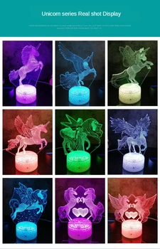 3D LED Nočné Svetlo Lampy jednorožec Série 16Color 3D Nočné svetlo Diaľkové Ovládanie, Stolové Lampy, Hračky Darček Pre dieťa Domáce Dekorácie