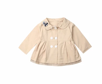 2019 Jeseň Zimný Kabát Novorodenca Baby Girl vrchné oblečenie Coats Dlhý Rukáv, Vyšívané Vesty Zase Dole Golier 0-4t-taktné