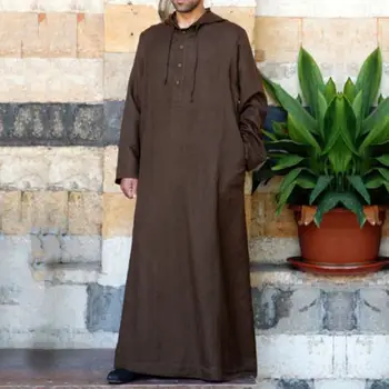 Hoodies Moslimských Župan Kaftan Obliekanie Mens Saudskej Arabskom Dubaji Dlhý Rukáv Thobe Arabčina Dlho Islamskej Jubba Thobe Muž Oblečenie 2020