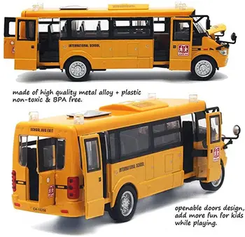 Školský Autobus Hračka Die Cast Vozidiel Žltá Veľké Zliatiny Vytiahnuť Späť 9