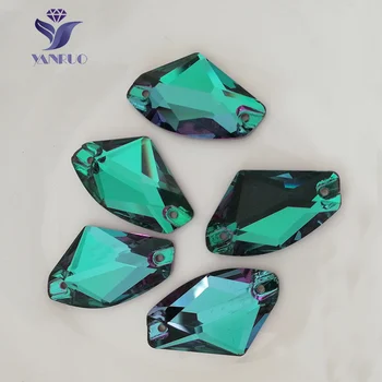 YANRUO 3256 Galaktickej Emerald Šiť Na Krištáľové Sklo Ploché Kamene Späť Kamienkami Šitie Voľné Drahokamu Na Šaty