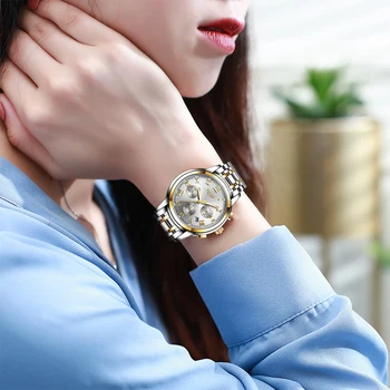 Nové LIGE dámske hodinky top značky luxusné módne oceľový pás chronograf hodinky dámy dámy quartz hodiny vodotesné Hodinky+Box