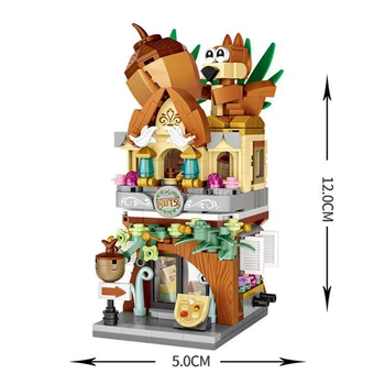 Horúce lepining mesto tvorcovia Street view Orechy cukrárni Toyshop herňa mini micro diamond stavebným tehly hračky pre darček