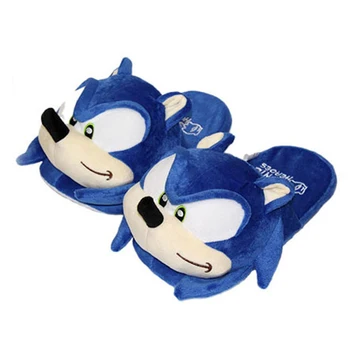 Nový zvukový rýchlosť boom plyšové domáce papuče módne zimné vnútorné modré topánky cartoon Sonic the Hedgehog dospelých plyšové papuče bábika