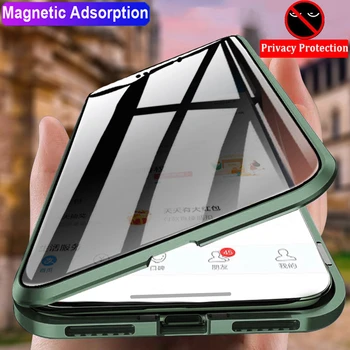 VIAERSON Magnetické ochrany Osobných údajov Sklo puzdro pre iPhone 11 XR XS Prípade Anti-Spy 360 Ochranné Magnet puzdro pre iPhone 11 Pro 6 7 8 Kryt