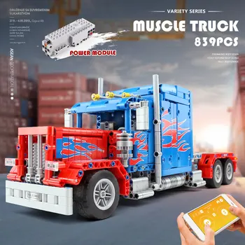 PLESNE KRÁĽ Sa Peterbilt 389 Ťažké Kontajner Diaľkové ovládanie Truck Montáž Súpravy Stavebné Bloky pre Deti Hračky Narodeninám