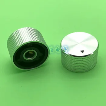 5 Kus Hliníkovej zliatiny potenciometer gombík 25 * 15.3 mm strieborná zosilňovač nastavenie hlasitosti gombík kola otvor 6.35 mm