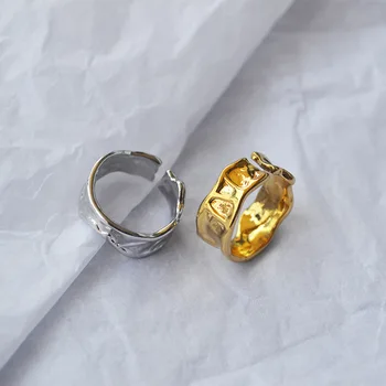 Celebrity Ulici Nepravidelný Prstene Pre Ženy Textúra Sopečnej Lávy Otvorenie Nastaviteľný Kovový Krúžok Módne Šperky Strany Hot Predaj